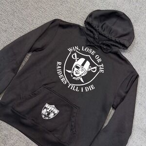 Las Vegas Raiders Hoodie Mens Large Black Sweatshirt Win Or Loose Till I‎ Die